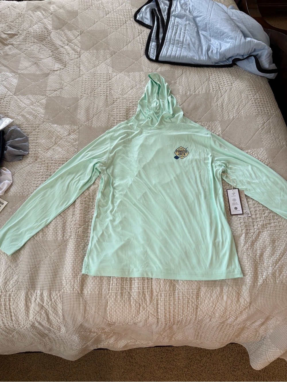 Panama Jack Men's Light Mint Long-Sleeve Hooded Tee